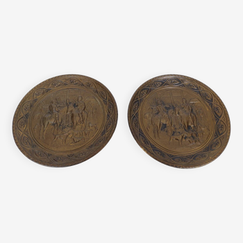 Set of 2 vintage copper decorative plates