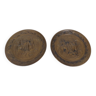 Set of 2 vintage copper decorative plates