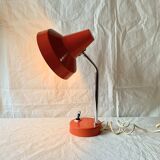 Vintage desk lamp in orange lacquered metal