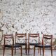 4 vintage Scandinavian chairs in teak and imitation leather, 1960