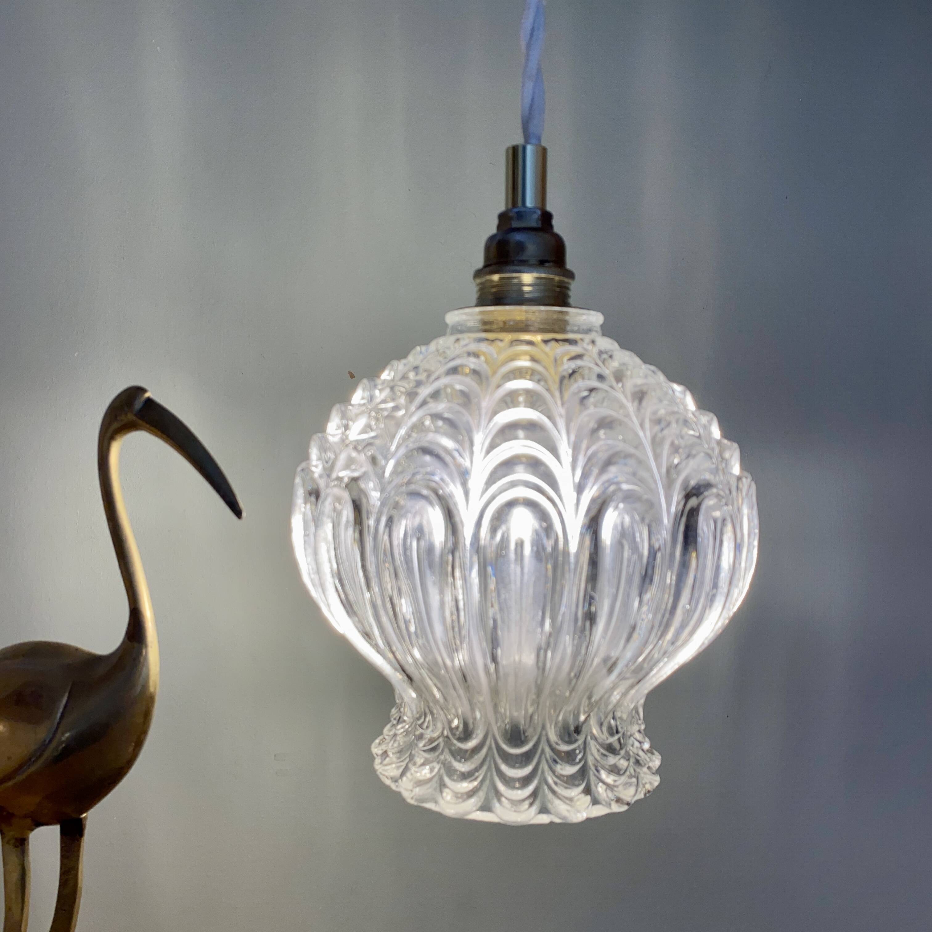 Vintage globe pendant in molded glass