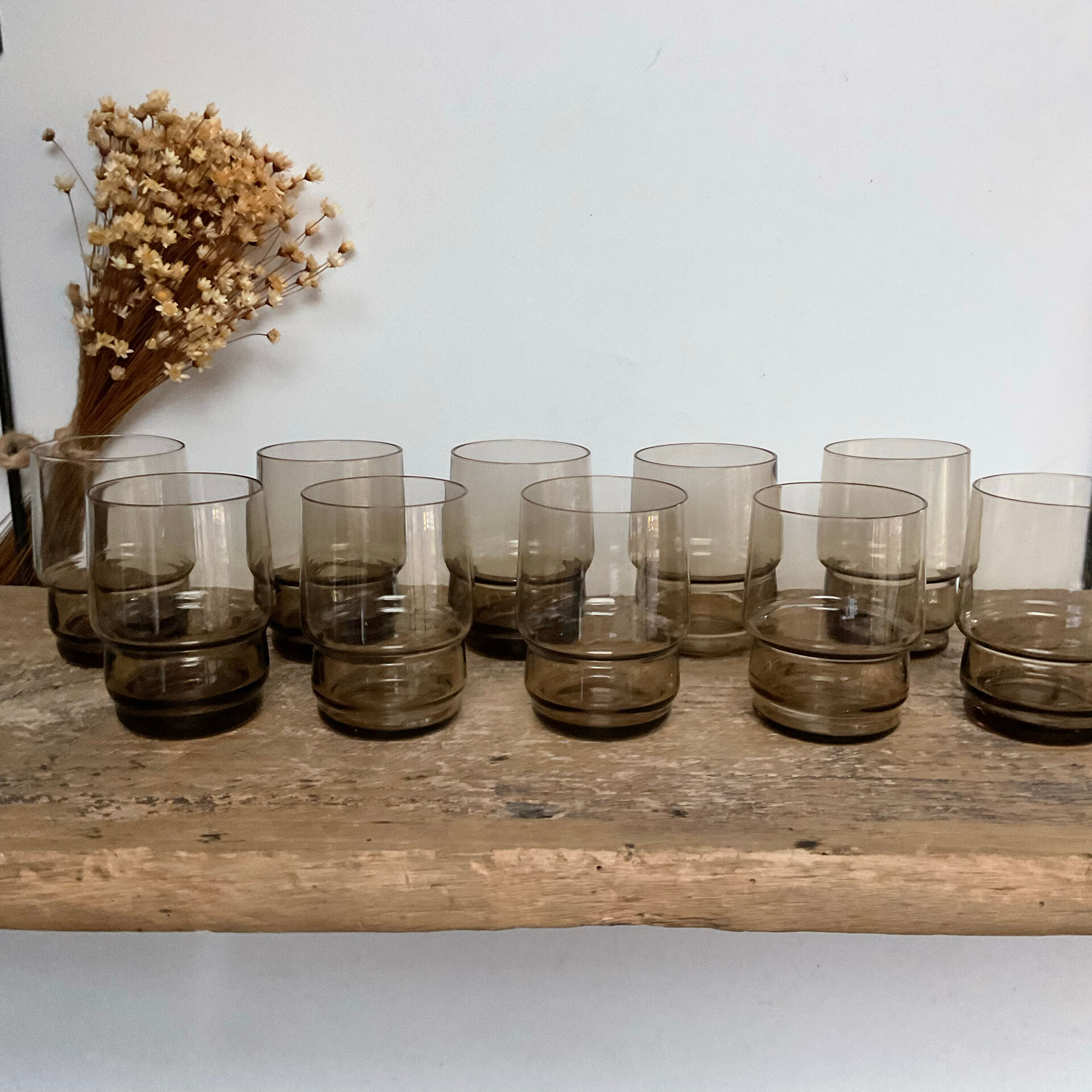 10 small vintage handmade glasses