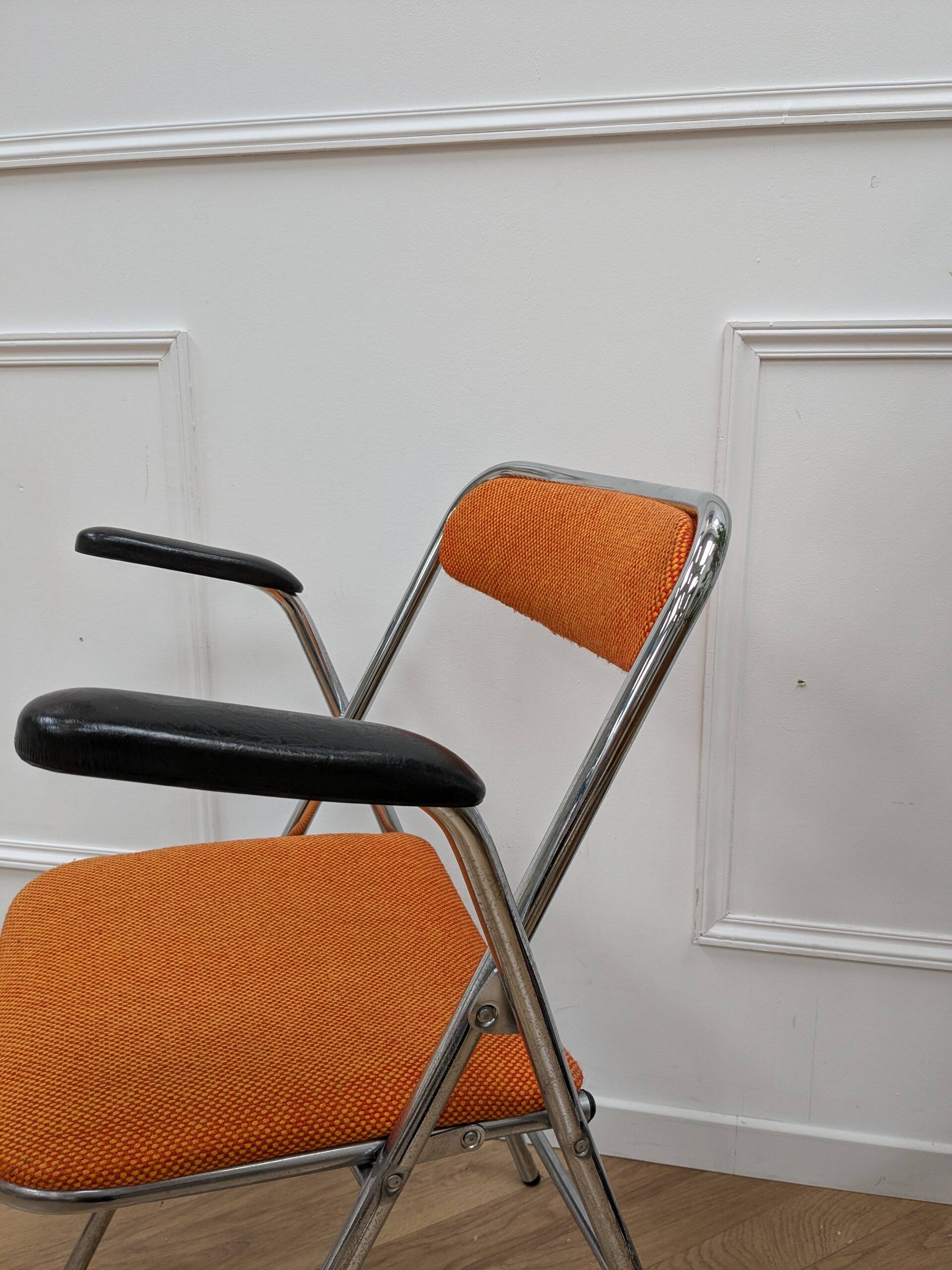 Orange folding chair