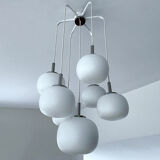 Grand Lustre Cascade, Globes Opaline Chrome, Years 70