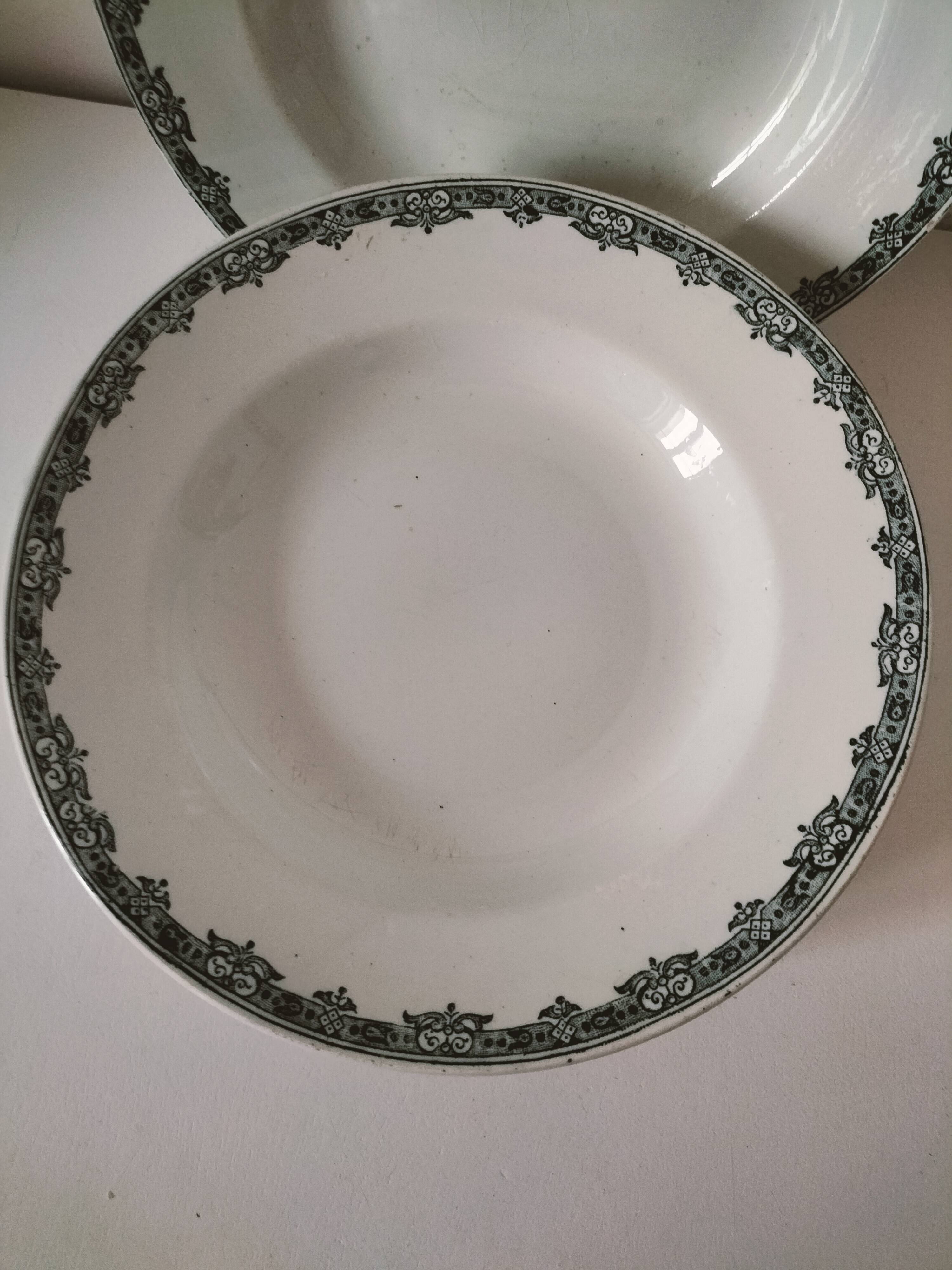 Set of 6 antique soup plates – Ironstone, circa 1900