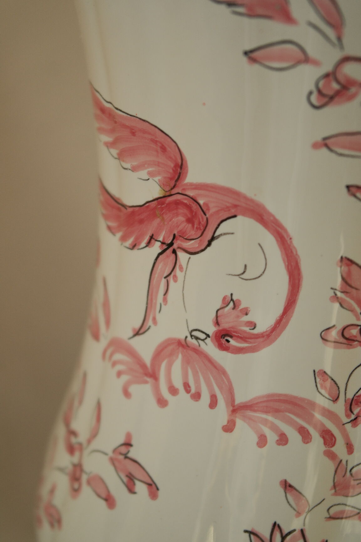 Vase Moustiers faience decoration hand birds signed