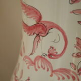 Vase Moustiers faience decoration hand birds signed