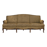 1950s, Danish 3-seater sofa, furniture velour, carved ash wood.