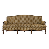 1950s, Danish 3-seater sofa, furniture velour, carved ash wood.