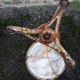 Parisian bistro pedestal table in cast iron and marble