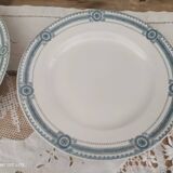 Set of 2 round dishes trundle in Iron Earth Sarreguemines model Carina decoration blue frieze