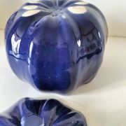 Large vintage soup tureen in glazed ultramarine ceramic