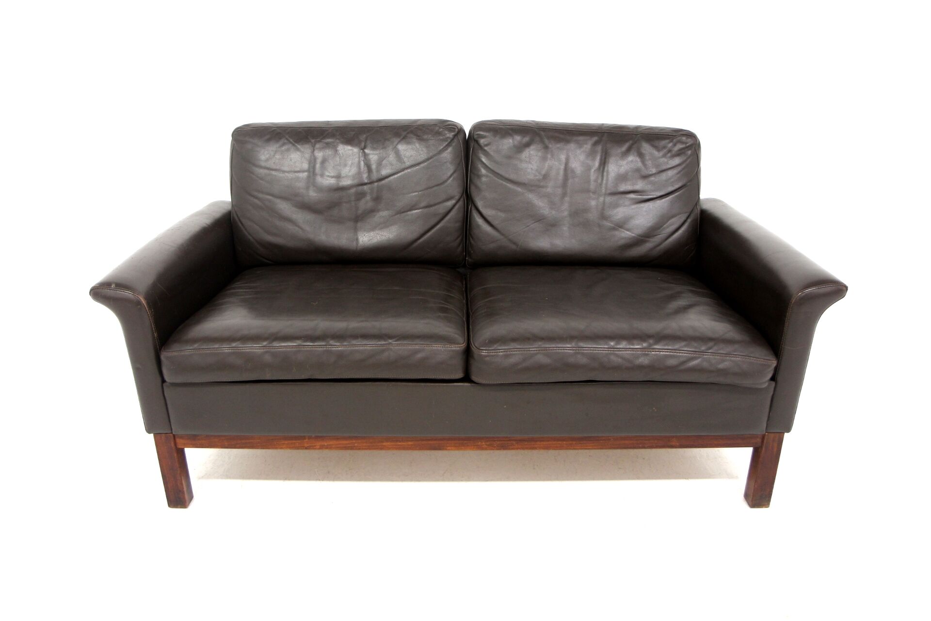 Scandinavian leather sofa 2 seater, Sweden, 1950