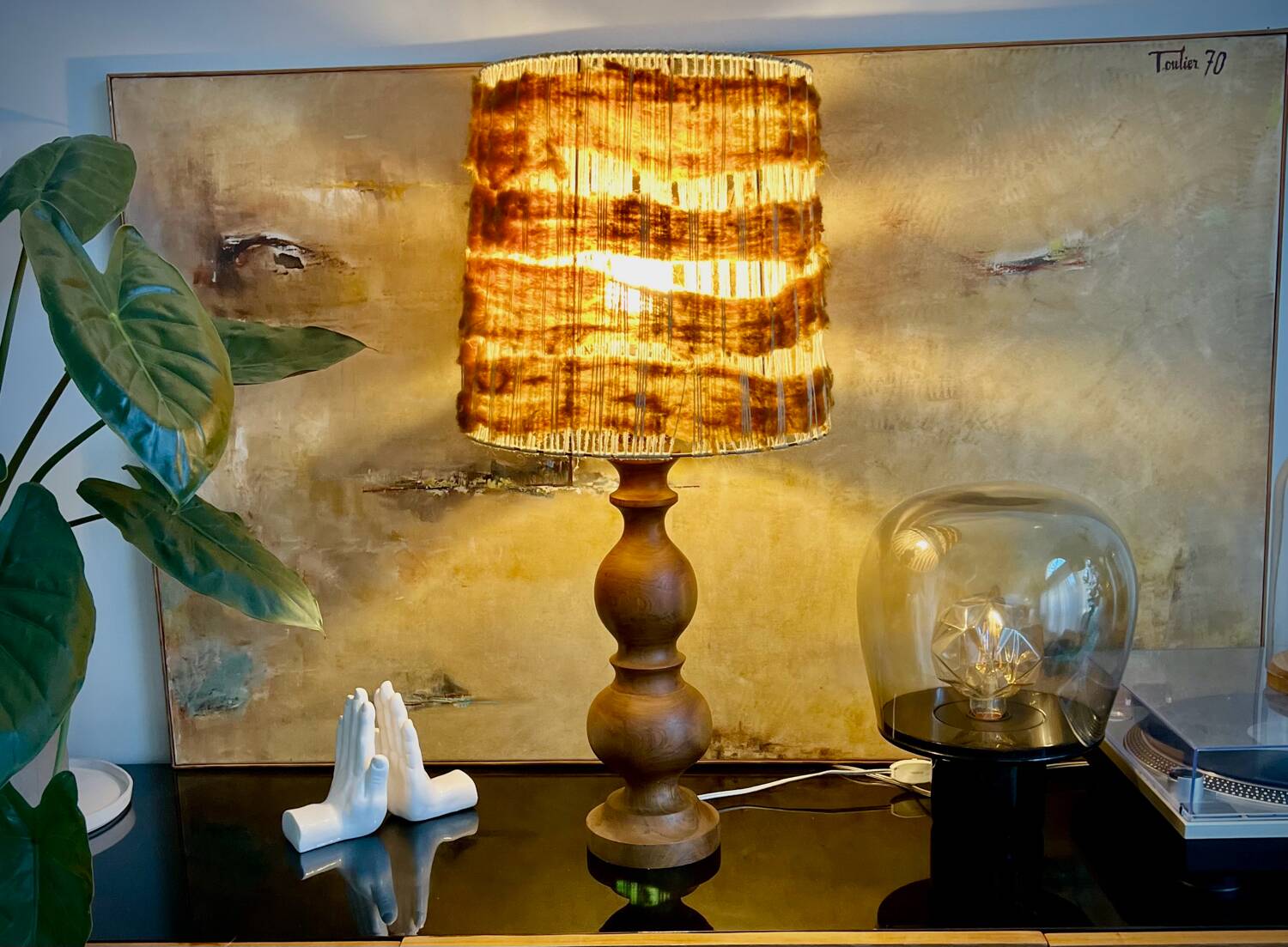 Vintage / bohemian chic wooden lamp