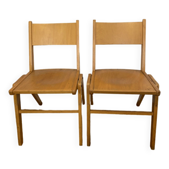 Pair of vintage beech chairs