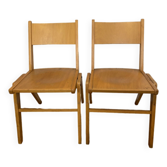 Paire de chaises vintage en hêtre