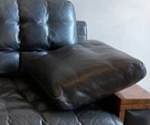 Vintage high-end black leather sofa