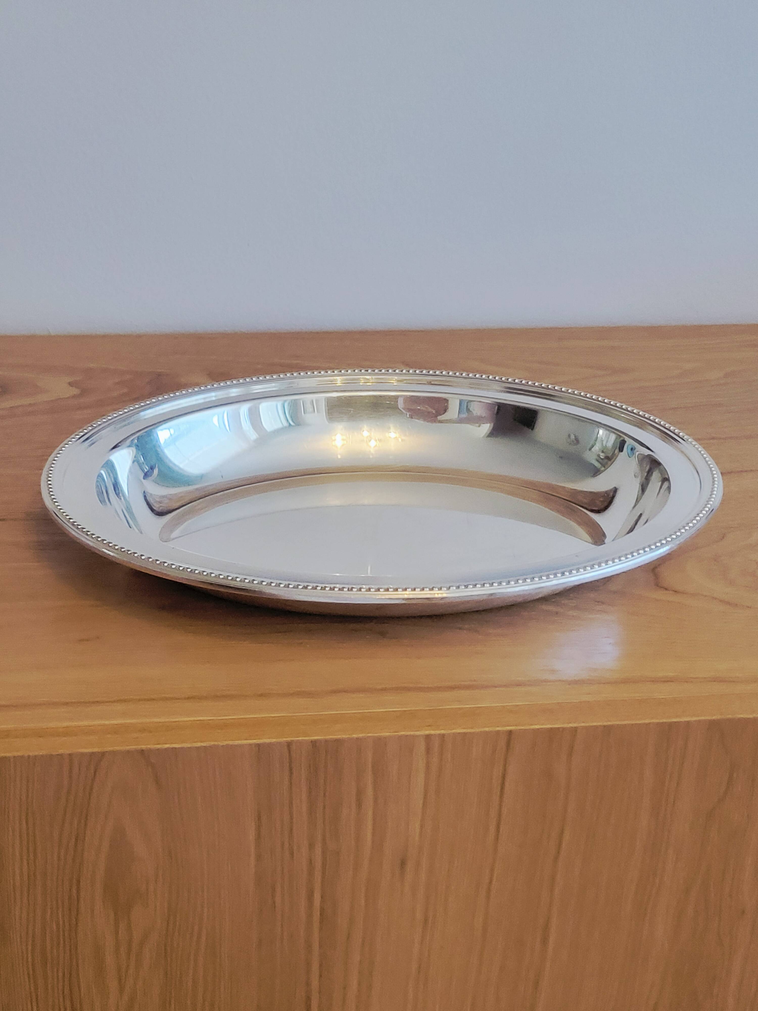 Oval Plateau Christofle Gallia In Silver-Plated Metal Beaded Frieze Basket Plaque