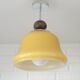 Vintage beige glass pendant lamp / semi flush mount / hanging light