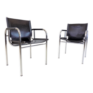 Set de 2 fauteuils en cuir Strässle