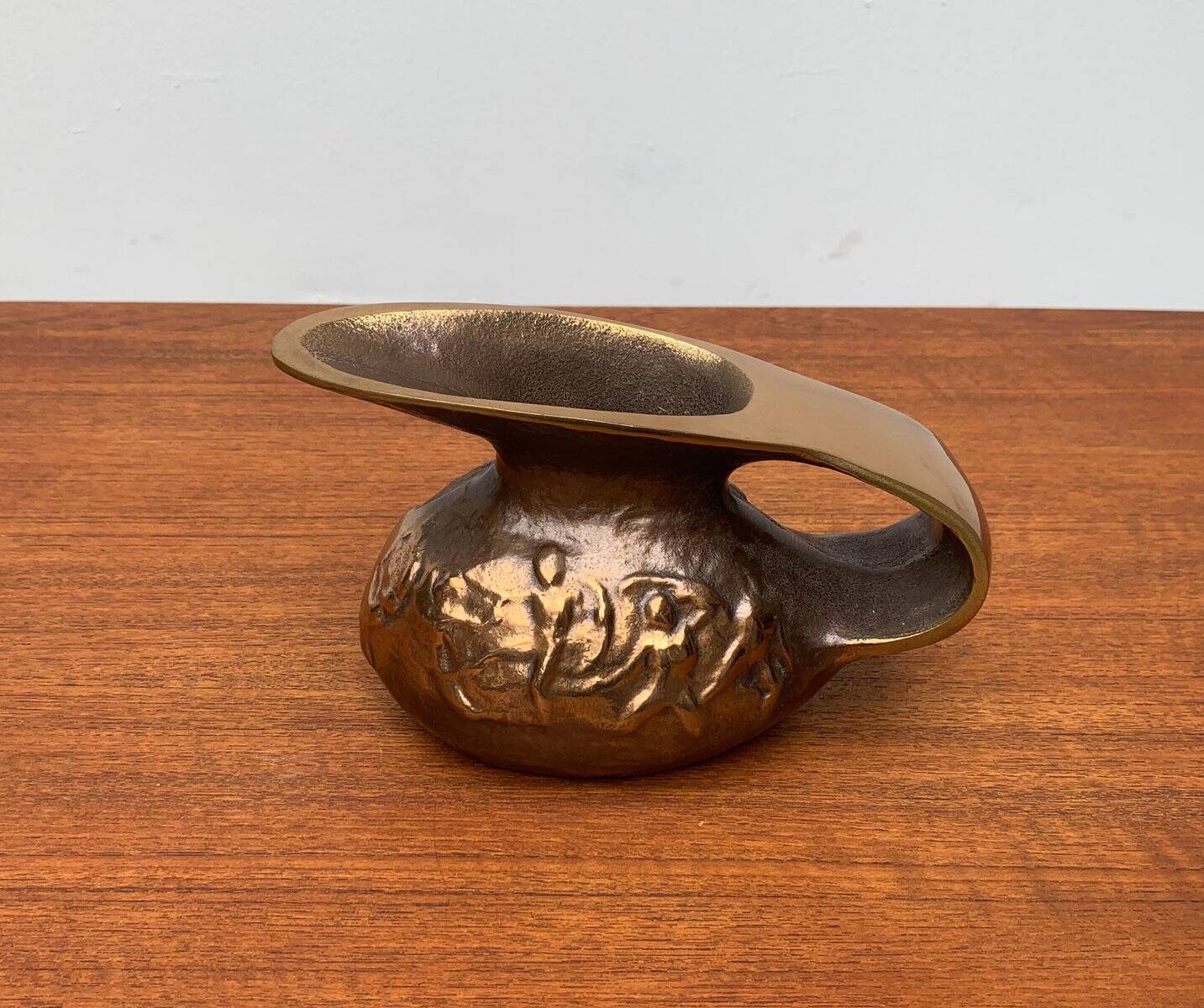 Brutalist Vintage German Bronze Decorative Carafe by Gilde