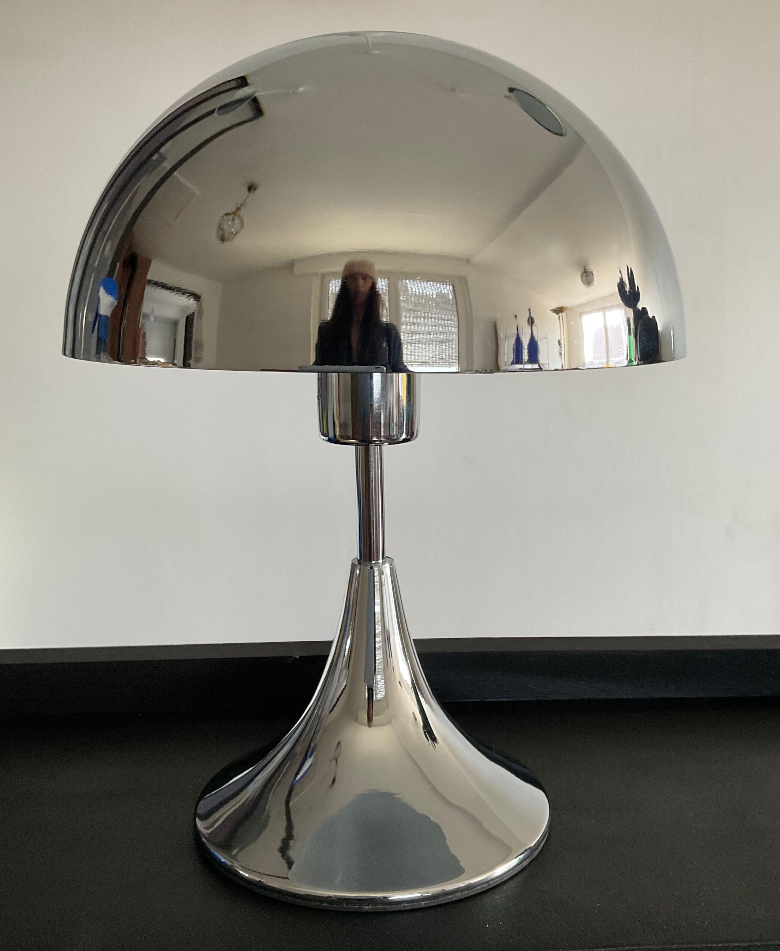 Vintage mushroom lamp 80s in chrome metal