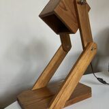 Lampe cocotte articulée en bois de pin 1970
