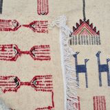 Tapis kilim beige à motifs multicolores fait main en pure laine