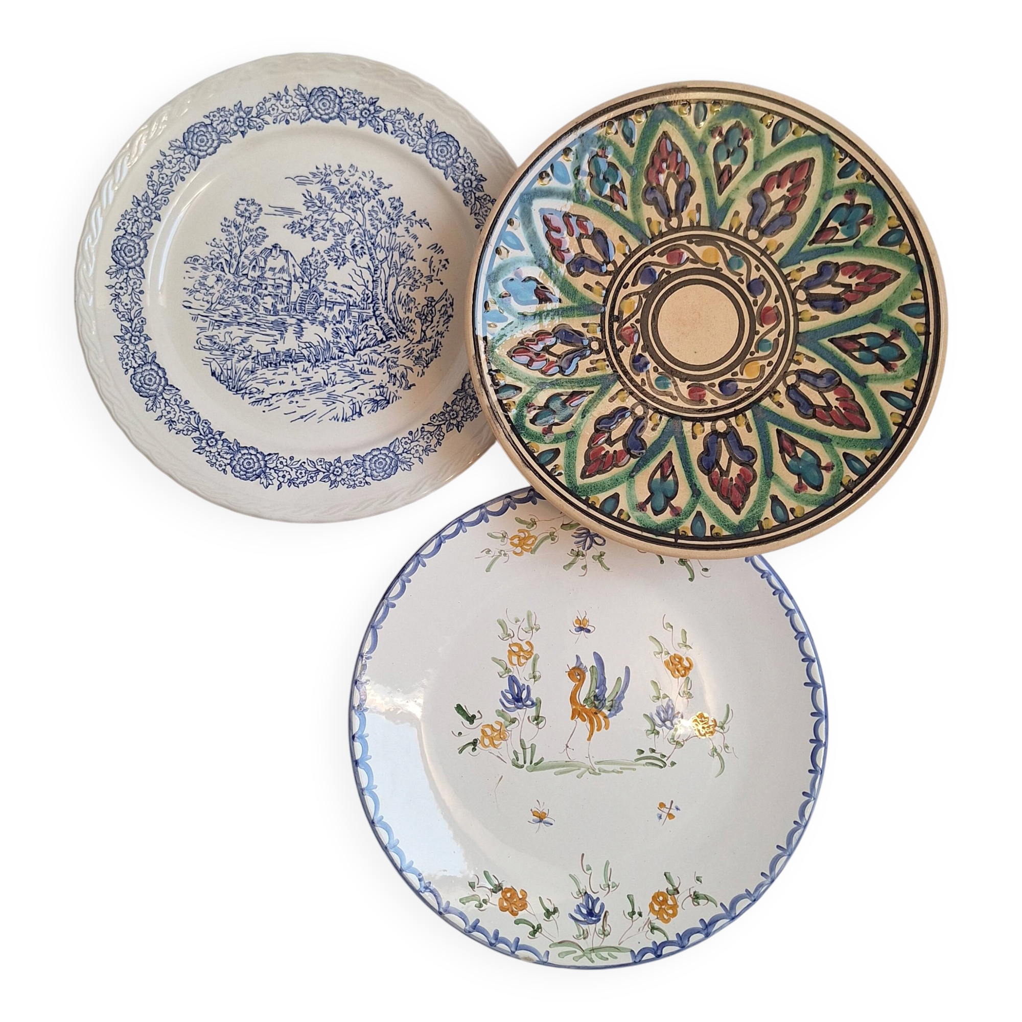 Hand-painted artisanal flat plates