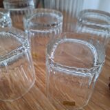 Ribbed whiskey glasses and decanter