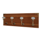 Wall-mounted coat rack with 4 ceramic hooks in blue and white, vintage style.