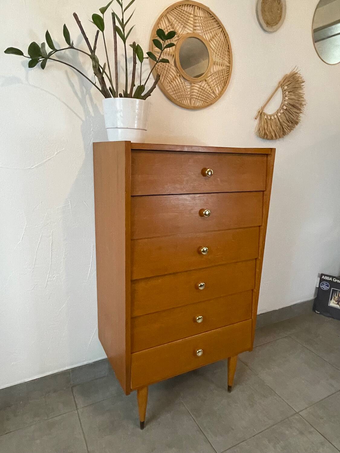 Chiffonnier/commode  6 tiroirs vintage en teck