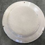 Old plate in auvillar earthenware, floral painting decoration, 19th century