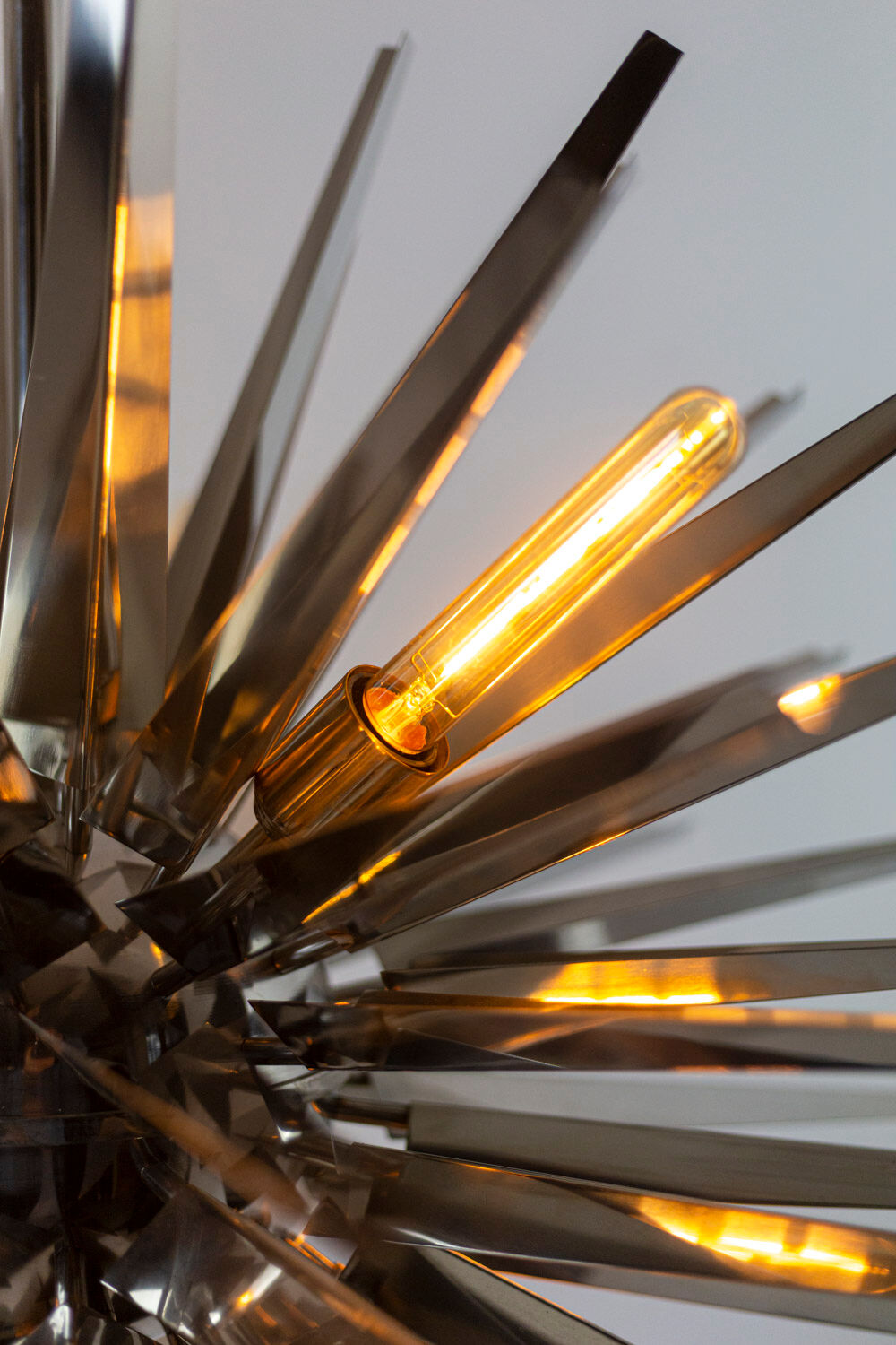 "Gregorian" chrome metal chandelier, contemporary work