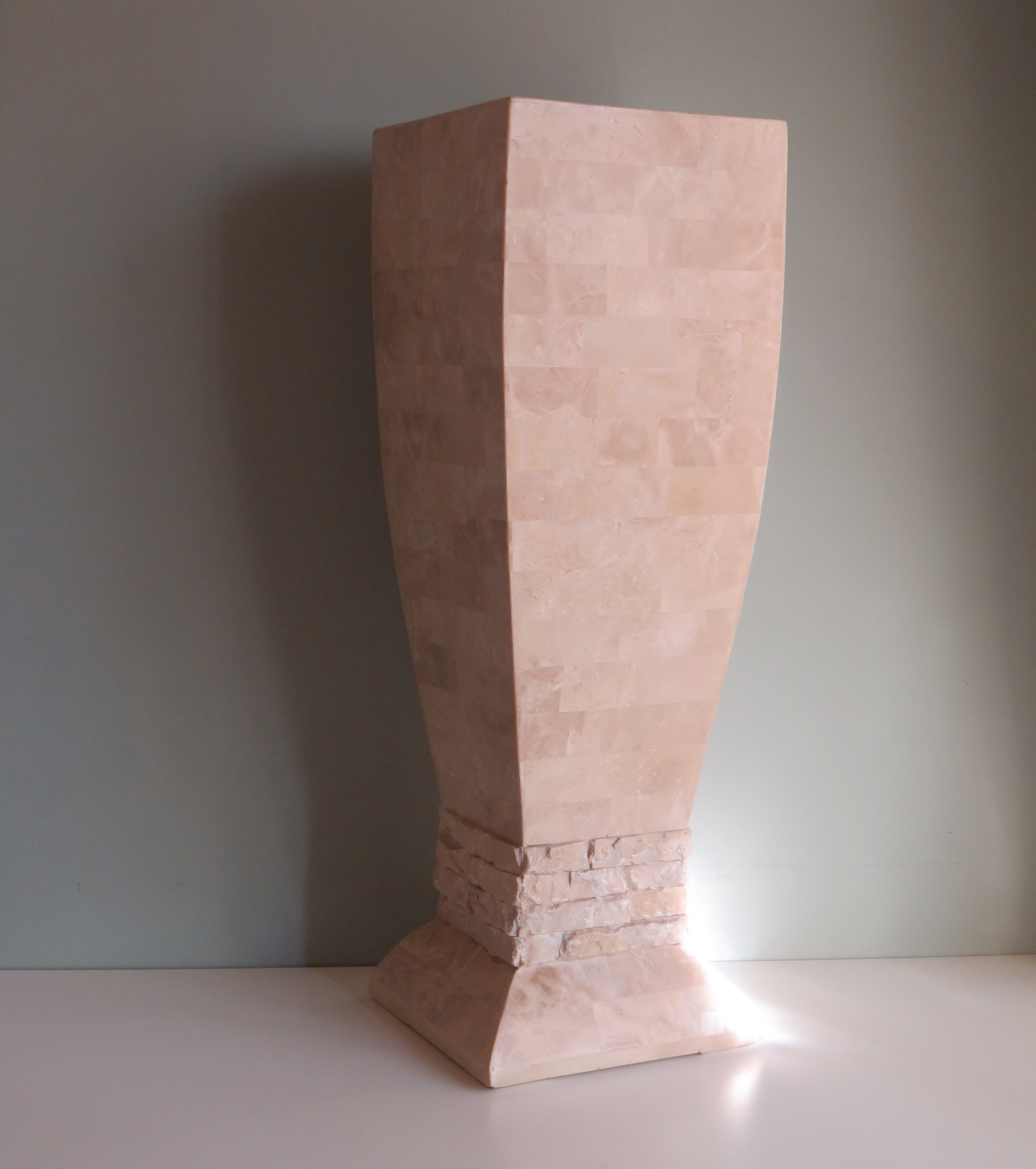 Column, Hollywood Regency style travertine pedestal, 1970s