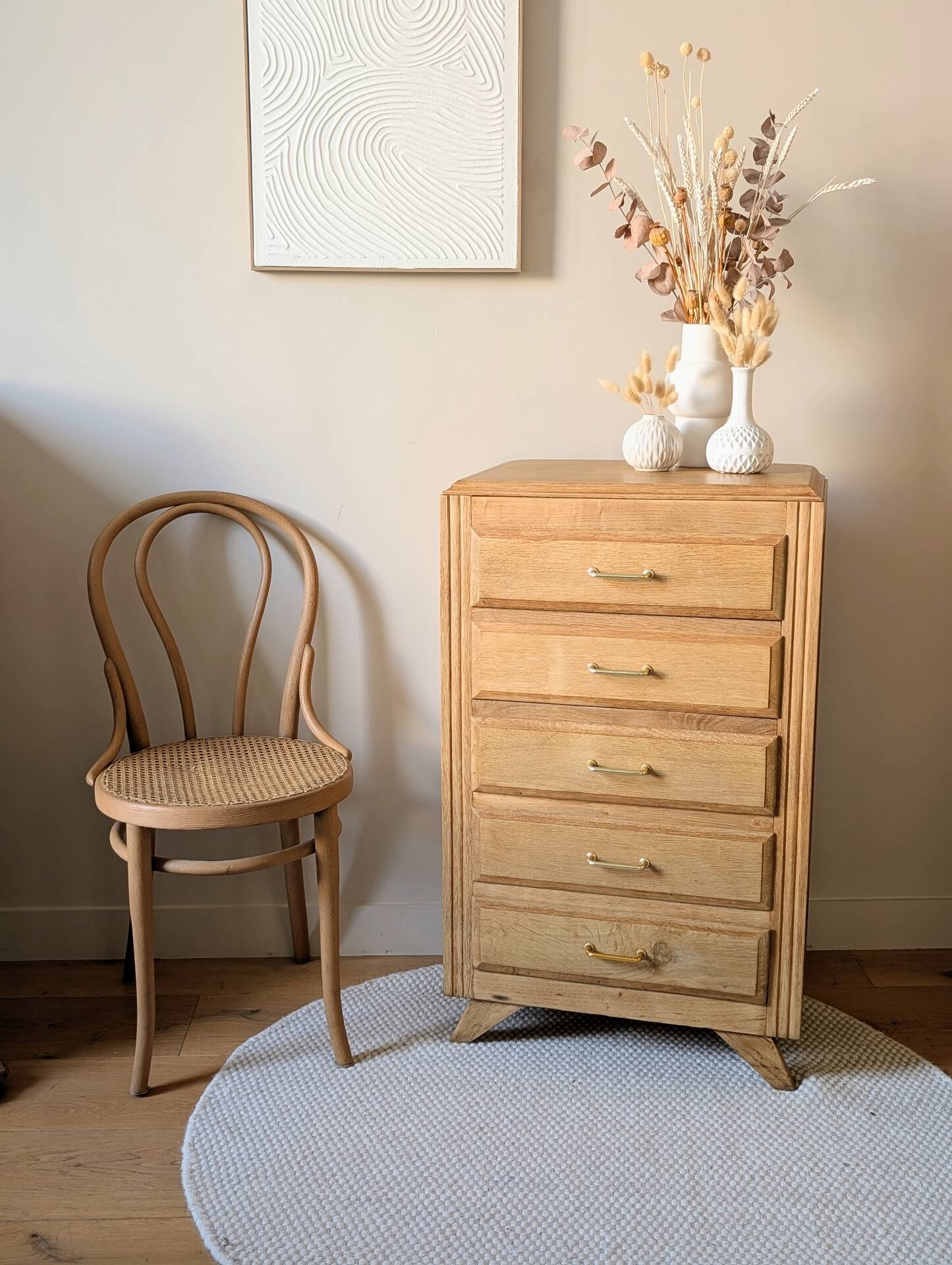 Chiffonnier vintage années 50 60 rénové pieds compas