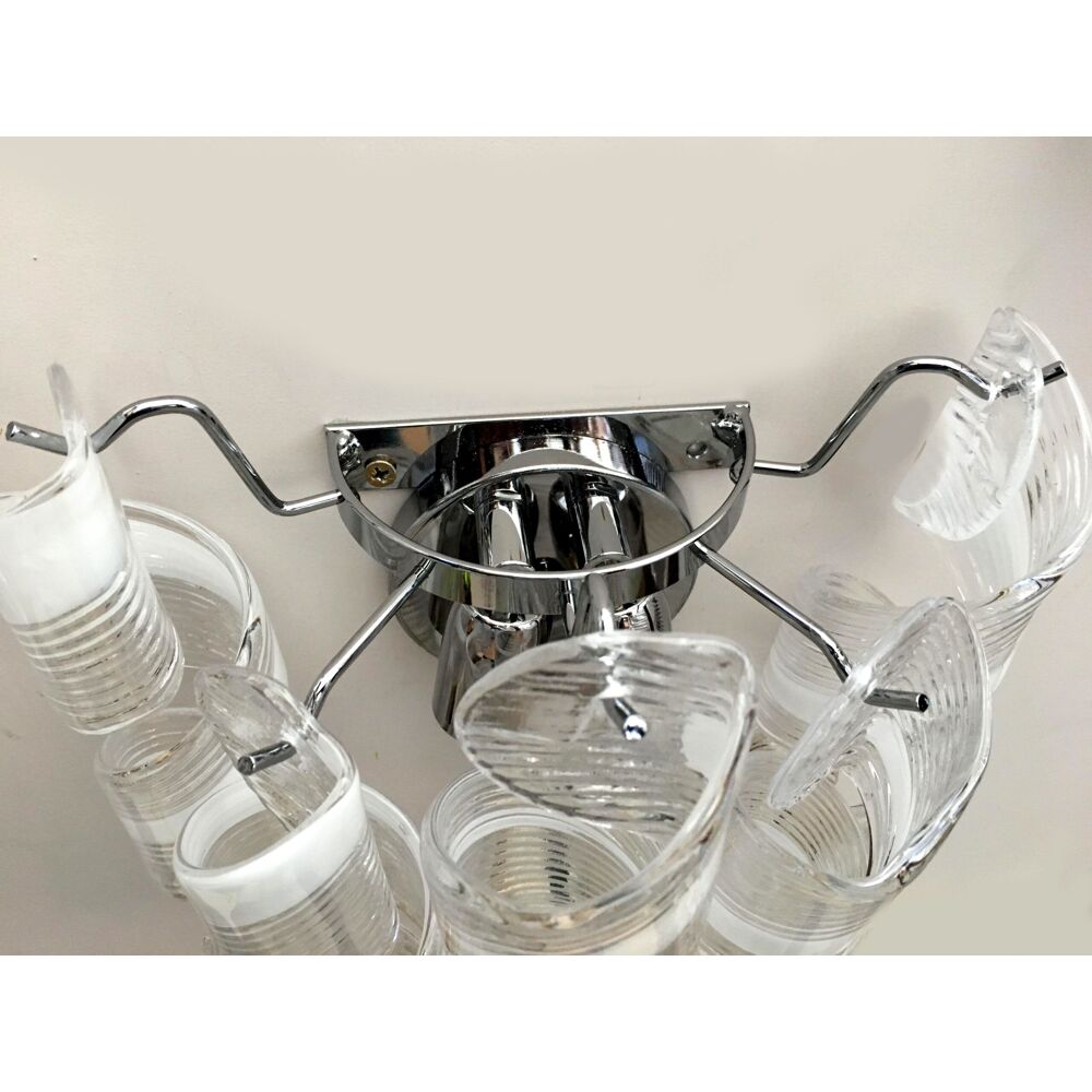 Transparent and white “ricci” murano glass wall sconce