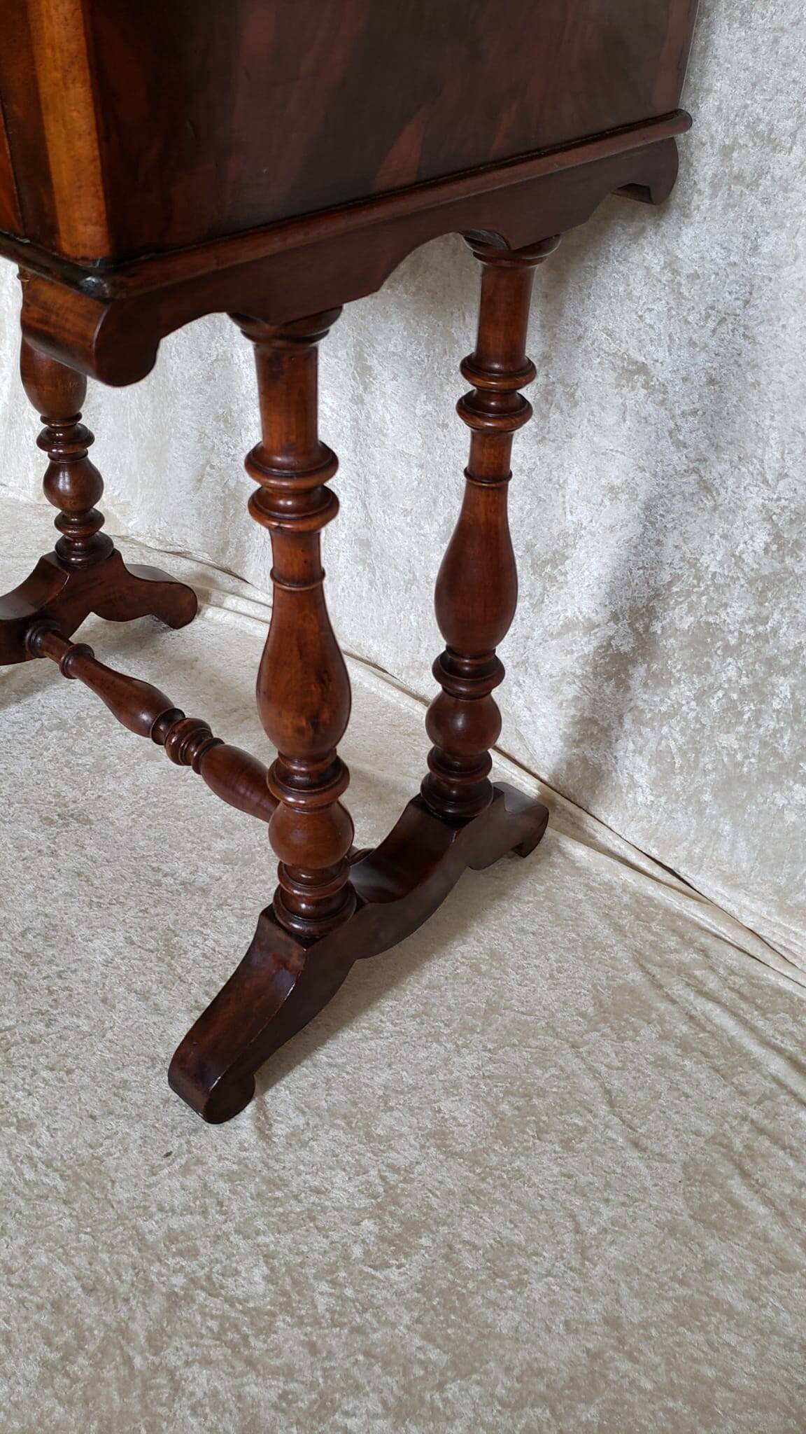 Walnut work table circa 1840.