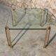 Vintage square coffee table in glass and brass by Peter Ghyzcy