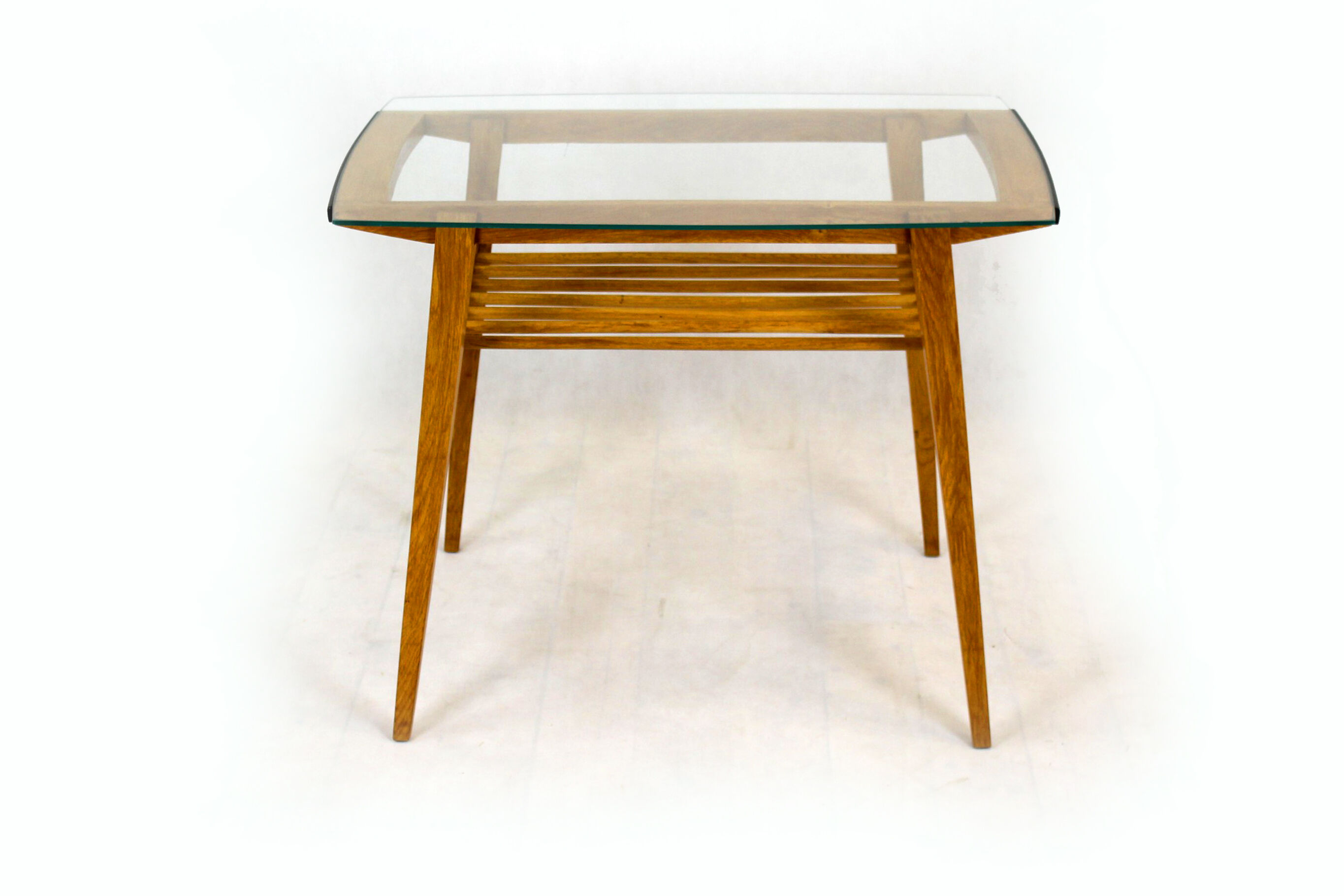 Wooden Coffee Table with Glass Top from Drevozpracujici Druzstvo, 1960s