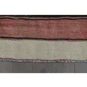 Striped Turkish Vintage Orange Beige Brown Kilim Wool Runner Rugs 142x315