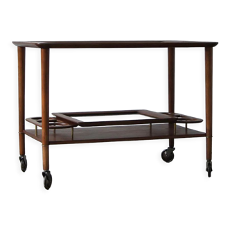 Italian Modern Mahogany Bar Cart with Serving Tray