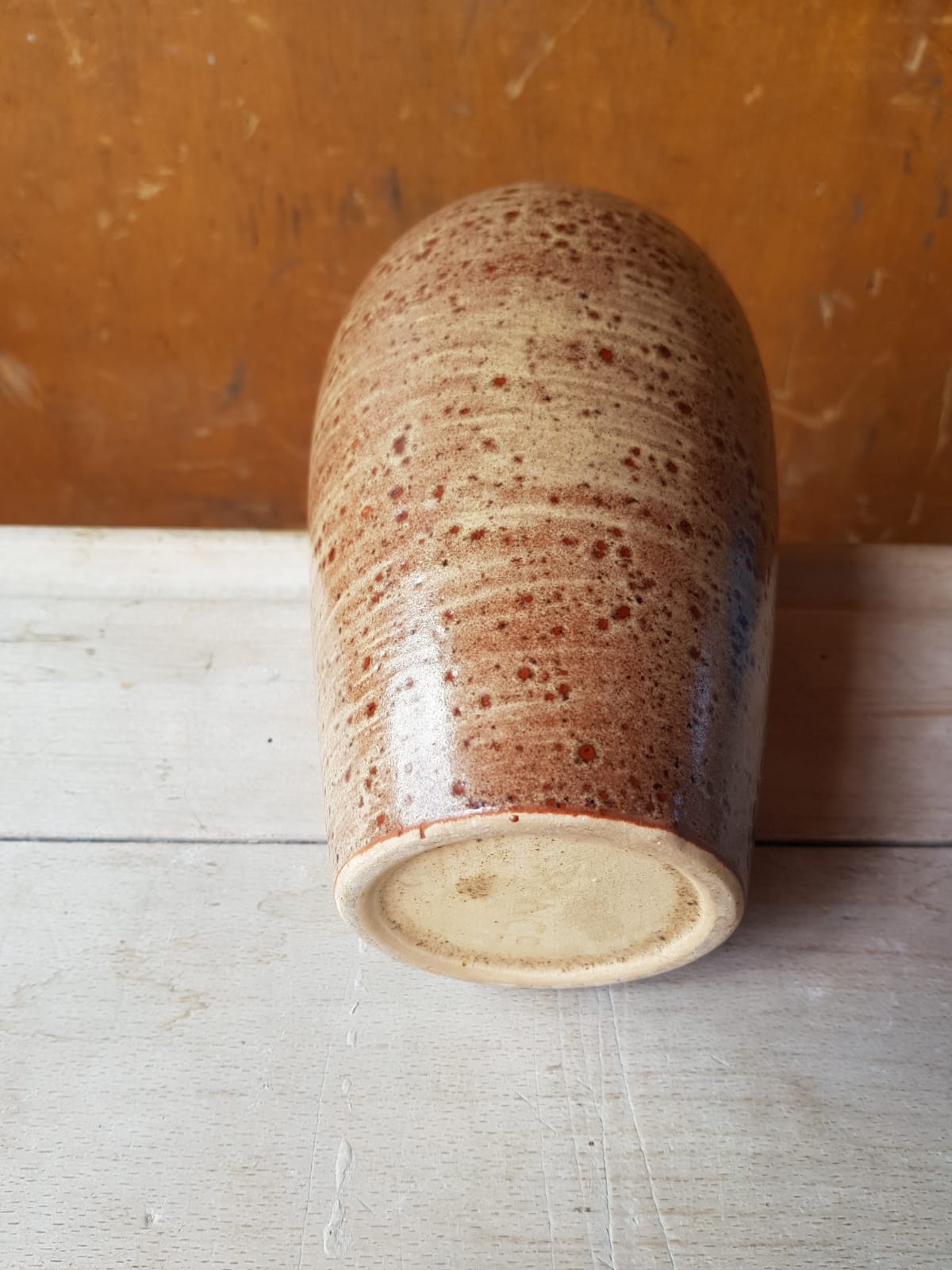 Former ceramic vase marron beige vintage 70s