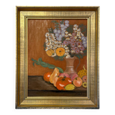 Tableau ancien nature morte – Huile sur toile signée F. L. Deshayes – Fleur