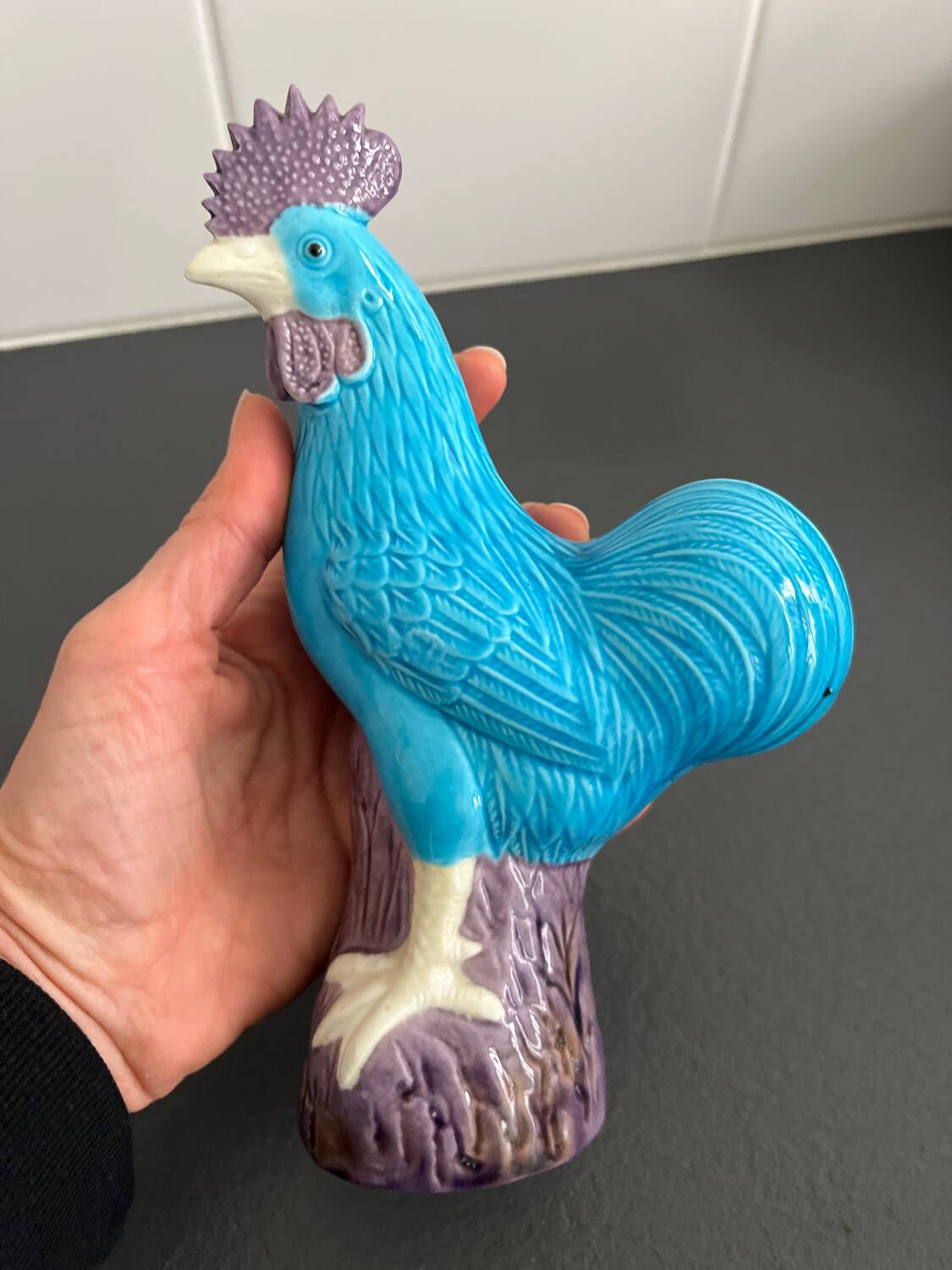 Turquoise porcelain rooster from China