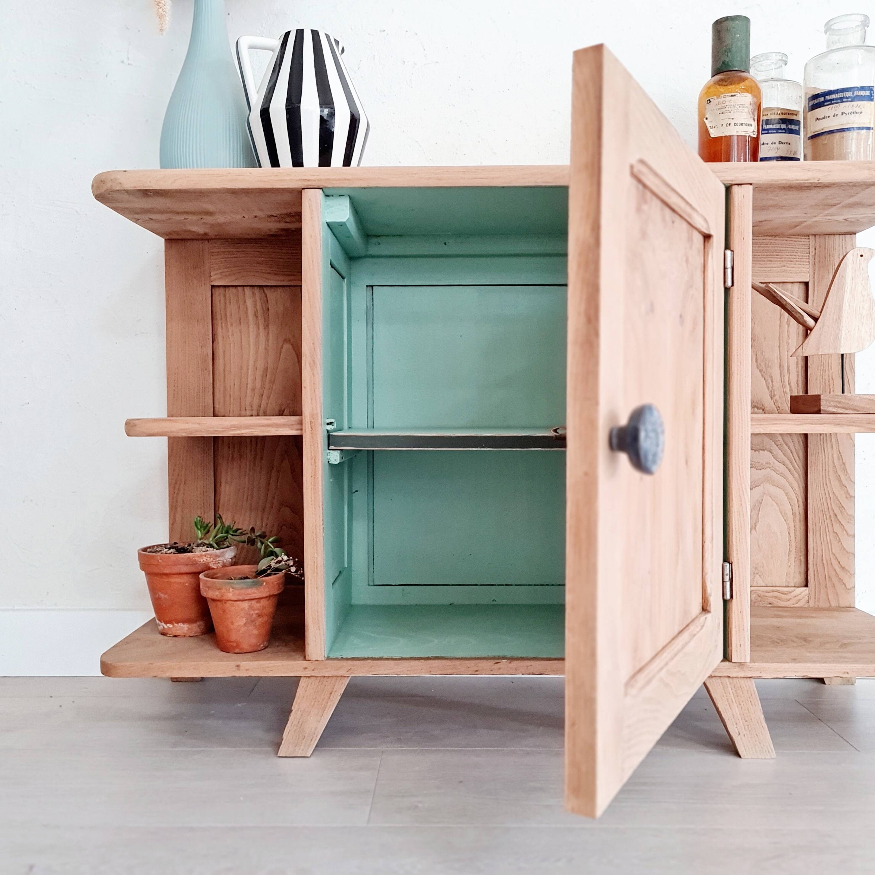 Buffet shelf compass legs renovated oak