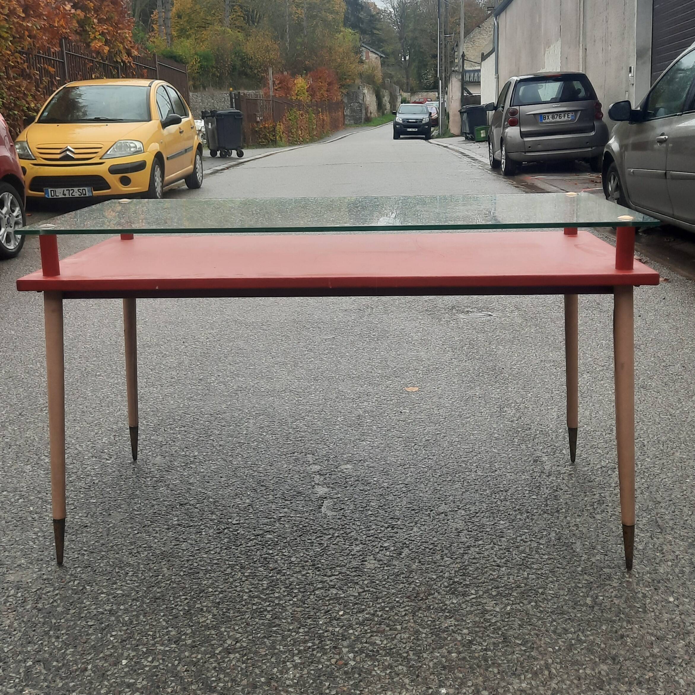 Vintage desk table with tapered legs