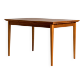 Table à manger extensible en teck et hêtre scandinave, années 1950-60.