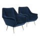 Ensemble de 2 fauteuils italiens bleu foncé