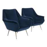 Set of 2 Italian Dark Blue Armchair